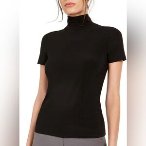 Anne Klein-Mock Neck Classic Black Women's Top